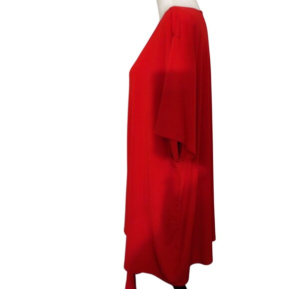 Red Oversized Tunic Top With Side Tie Detail By Salon Studio Size 3X - Picture 3 of 6